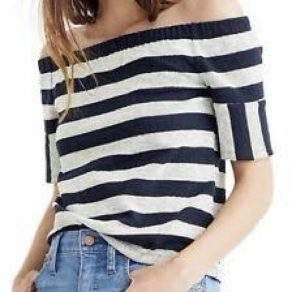 Madewell Off the Shoulder Ribbed Stripe Top